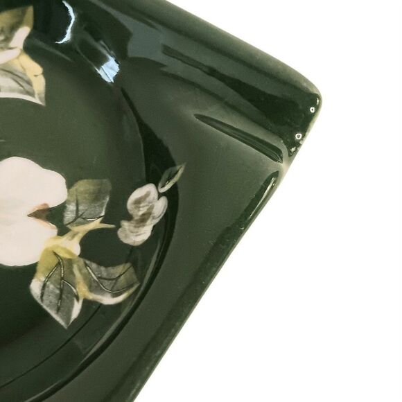 Vintage Square Ashtray Green White Floral Vee Jackson California Pottery 3.5" - Picture 4 of 12